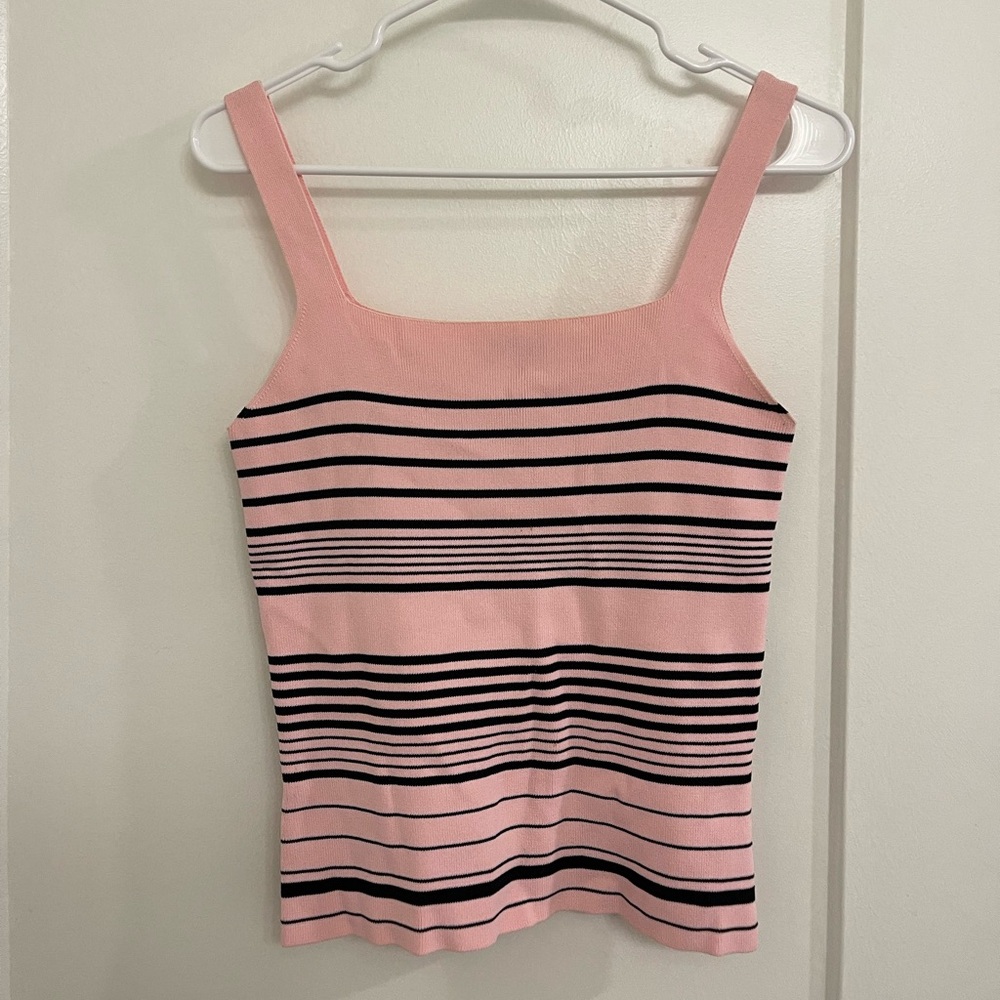 Vintage Y2K Glam Business Spring Pink and Black Striped Women's Top